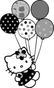 Hello Kitty con globitos Logo Black and White